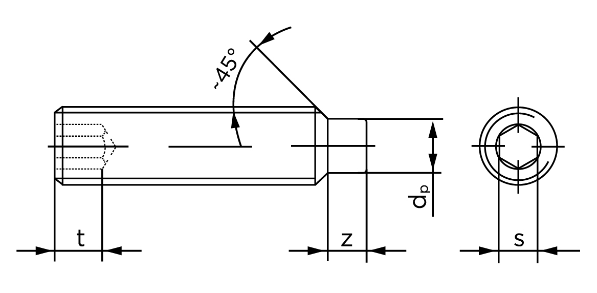 Teknisk tegning af DIN 915